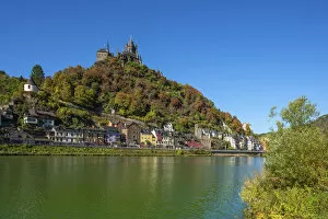 Reichsburg with river Mosel and Cochem, Mosel valley, Rhineland-Palatinate, Germany