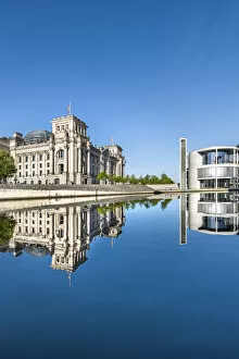 Images Dated 29th April 2016: Reichstag, Paul Laobe Haus and River Spree, Berlin, Germany