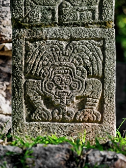 Masonry Prints: Relief at the Temple of the Warriors, Chichen Itza, Yucatan State, Mexico