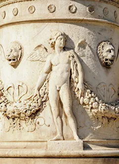 Athina Prints: Relief at The Vallianeio Megaron, National Library, detailed view, Athens, Attica, Greece