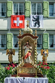Canton Prints: Religious altar, Corpus Christi (Osehegottstag) religious procession