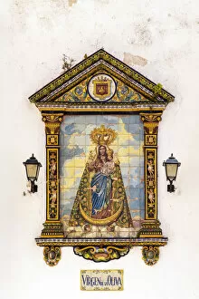 Images Dated 10th April 2019: Religious icon tile work of Virgin Marys, Zahara de la Sierra, Andalusia, Spain