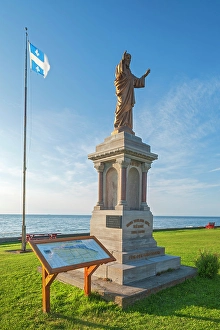 Lawrence River Prints: Religious monument on shore of St
