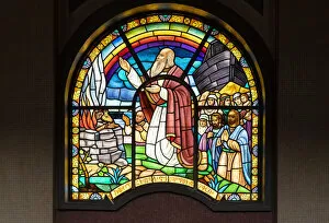 National Landmark Gallery: Religious stained glass windows inside the Holy Trinity Cathedral, Addis Ababa, Ethiopia