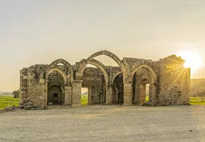 The remains of Agios Mamas Church, a 16th-century Gothic church in Agios Sozomenos
