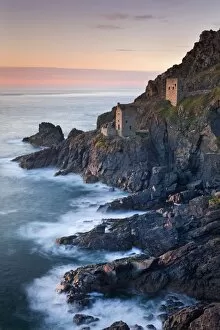 Images Dated 11th April 2010: Remains of The Crowns tin mine engine houses on the Cornish Atlantic coast near Botallack