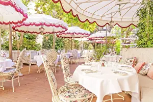 Paris Prints: Renaissance Paris Nobel Tour Eiffel Hotel Hotel Garden Alfresco Dining, Paris, France