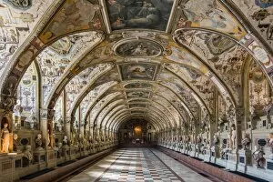 Adorned Gallery: The Renaissance style Antiquarium Hall, Residenz former royal palace, Munich, Bavaria