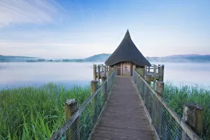 Wales Collection: Replica Crannog on Llangorse Lake, Brecon Beacons, Powys, Wales