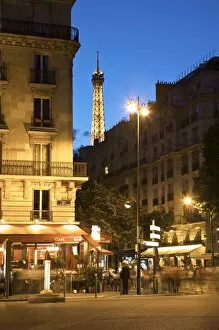 Restaurant and Eiffel Tower, Paris, France