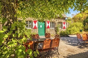 Local Prints: Restaurant at the Grevenburg ruins, Traben-Trarbach, Mosel, Rhineland-Palatinate, Germany