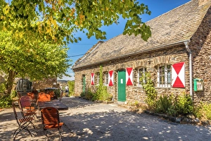 Local Prints: Restaurant at the Grevenburg ruins, Traben-Trarbach, Mosel, Rhineland-Palatinate, Germany