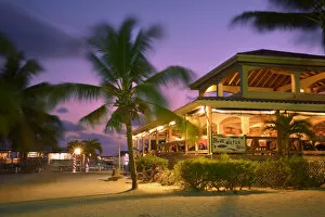 Images Dated 22nd May 2013: Restaurant at night in San Pedro, Ambergris Caye, Caribbean, Central America