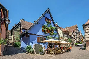 Alsace Gallery: Restaurant at Riquewihr, Haut-Rhin, Alsace, Alsace-Champagne-Ardenne-Lorraine, Grand Est, France