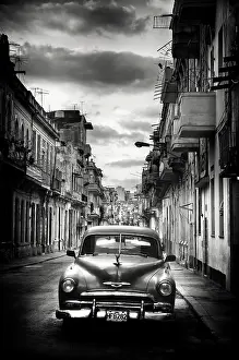 Havana Centro Prints: Restored classic American car parked on a street in Havana Centro, Havana, Cuba, Caribbean