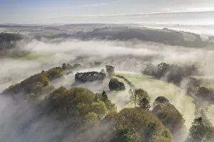 Images Dated 19th November 2020: Restormel Castle surrounded by morning mist, Lostwithiel, Cornwall, England