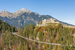 Pedestrians Prints: Reutte, Tyrol, Austria, Europe. Ehrenberg Castle and the Highline 179, the worldas