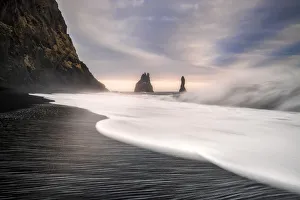 North Europe Prints: Reynisdrangar, Reynisfjall, Myrdalur, Vik i Myrdal, Vik, Sourland, South Iceland