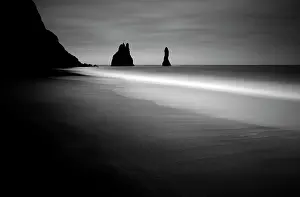 Vik Y Myrdal Prints: The Reynisdrangar rock stacks, from Reynisfjara black sand beach