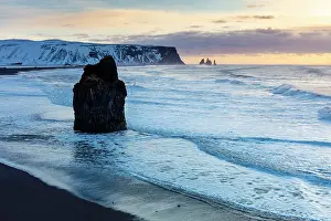 Vik Y Myrdal Prints: The Reynisdrangar rock stacks and stormy seas