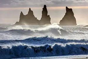 Wave Prints: The Reynisdrangar rock stacks and stormy seas