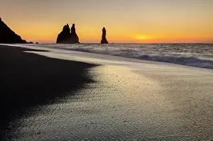 Vik Y Myrdal Prints: The Reynisdrangar rock stacks at sunrise