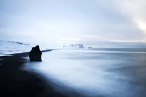 High Prints: Reynisfjara beach from the Dyrholaey cliff in winter, southern Iceland