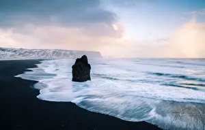 Cloudy Prints: Reynisfjara beach from Dyrholaey viewpoint, Vik, Southern Iceland