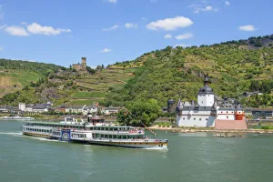 Rhine with Pfalzgrafenstein and Gutenfels castles, Kaub, Rhine valley