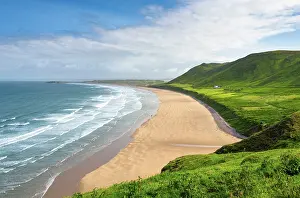 Welsh Prints: Rhossili Bay Beach, Gower Peninsula, Swansea, Wales