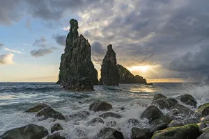 Rib and Janela islets at dawn. Porto Moniz, Madeira Island, Portugal