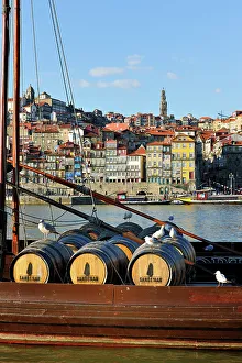 Oporto Prints: Ribeira district, facing the Douro river, a Unesco World Heritage Site. Oporto, Portugal