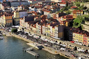 Oporto Prints: Ribeira district, facing the Douro river, a Unesco World Heritage Site. Oporto, Portugal