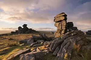 Images Dated 20th January 2014: Rich evening sunlight at Great Staple Tor, Dartmoor National Park, Devon, England