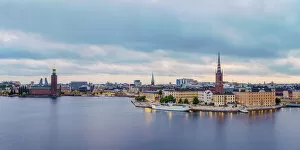 Baltic Collection: Riddarholmen Island and Gamla Stan at dawn, elevated view, Stockholm, Stockholm County, Sweden