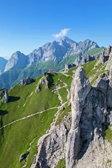 Grigne Prints: Rifugio Rosalba and Grigna (Grigna Settentrionale) with Torre Cinquantenario and Torre Cecilia in summer