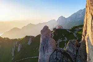 Grigne Prints: Rifugio Rosalba and Grigna (Grigna Settentrionale) with Torre Cinquantenario and Torre Cecilia in summer at sunset