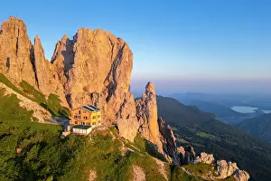 Grigne Prints: Rifugio Rosalba and Grignetta (Grigna Meridionale) with Torre Cinquantenario and Torre Cecilia in summer at sunset
