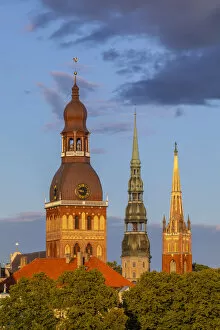 Images Dated 16th August 2019: Riga Cathedral, St Peters Church and St Saviours Anglican Church in Old Town