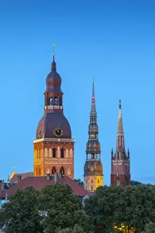 Riga Cathedral, St Peters Church and St Saviours Anglican Church in Old Town