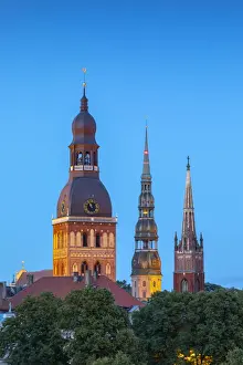 Illumination Prints: Riga Cathedral, St Peters Church and St Saviours Anglican Church in Old Town