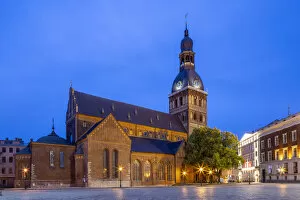 Images Dated 16th August 2019: Riga Dome Cathedral at Dusk, Old Town, Riga, Latvia, Northern Europe