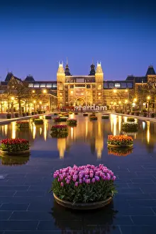 Waterside Prints: Rijksmuseum at Night, Amsterdam, Holland, Netherlands