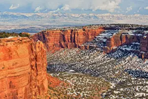 Pinnacles Prints: Rim Rock Drive with fresh snow, Colorado National Monument, Colorado, USA