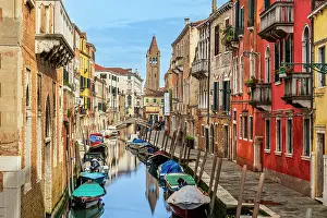 Canal Prints: Rio de San Barnaba water canal, Sestiere Dorsoduro, Venice, Veneto, Italy