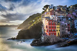 Mediterranean Prints: Riomaggiore at Sunset, Cinque Terre, Liguria, Italy