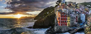 Images Dated 23rd May 2016: Riomaggiore at Sunset, Cinque Terre, Liguria, Italy