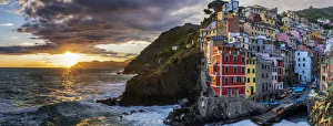 Liguria Gallery: Riomaggiore at Sunset, Cinque Terre, Liguria, Italy