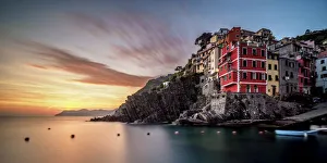 Riomaggiore Prints: Riomaggiore Village at sunset, Cinque Terre, UNESCO World Heritage Site, Liguria, Italy