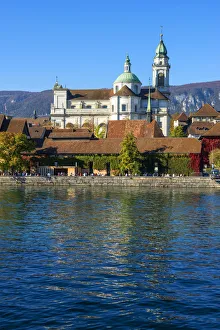 Solothurn Prints: River Aare with St. Ursen cathedral, Solothurn, Switzerland